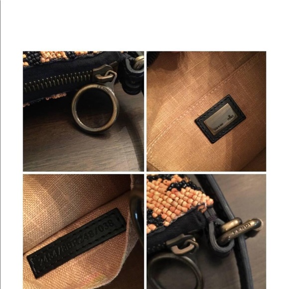 Auth ✅FENDI ❤️Beaded Shoulder Bag Oyster leopard👠 - Picture 7 of 10